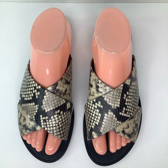 Banana Republic Snakeskin White/Black Strap Slip On Women’s Slide Sandals Sz 8M - Picture 7 of 12